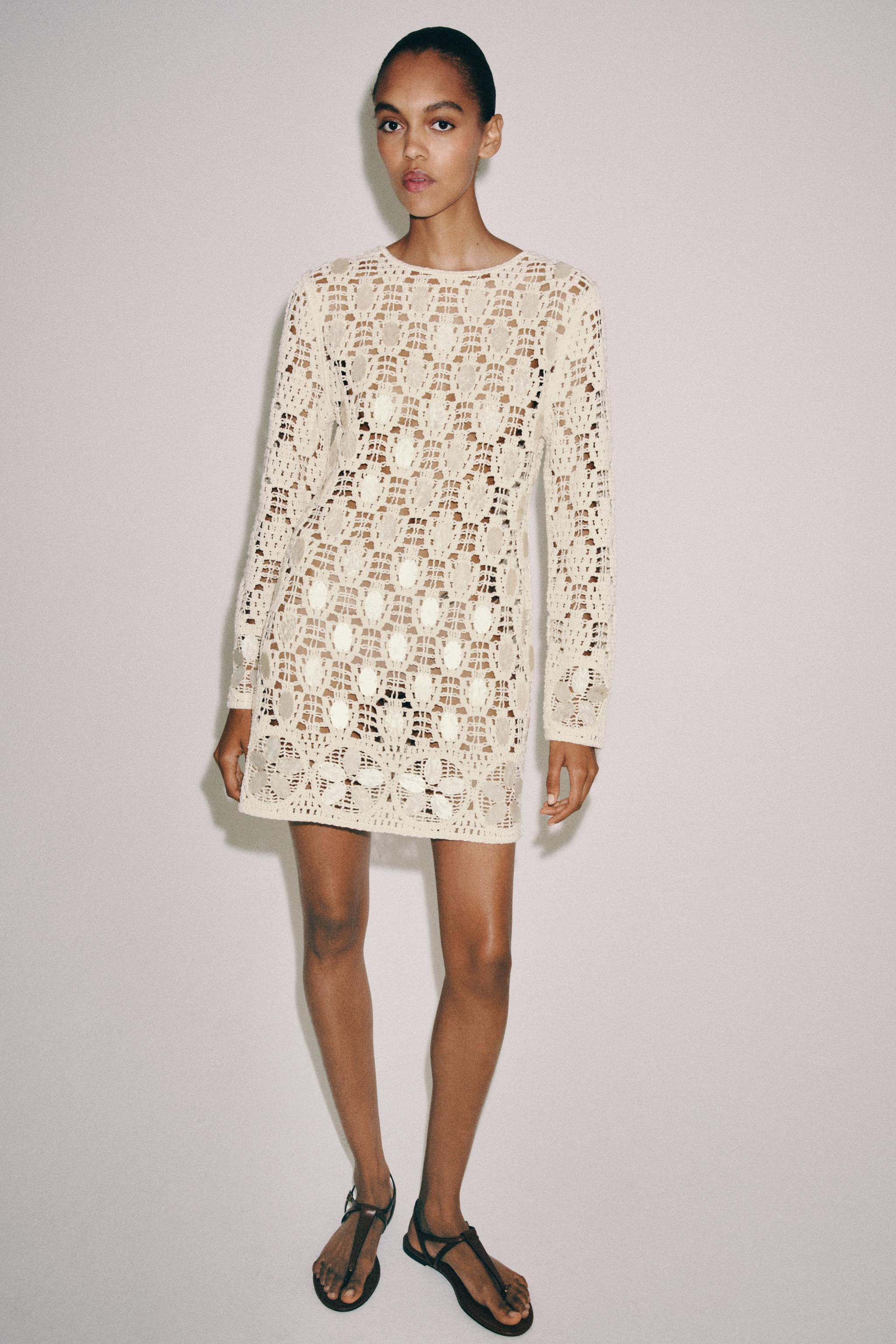 BEADED OPEN-KNIT DRESS | Zara US