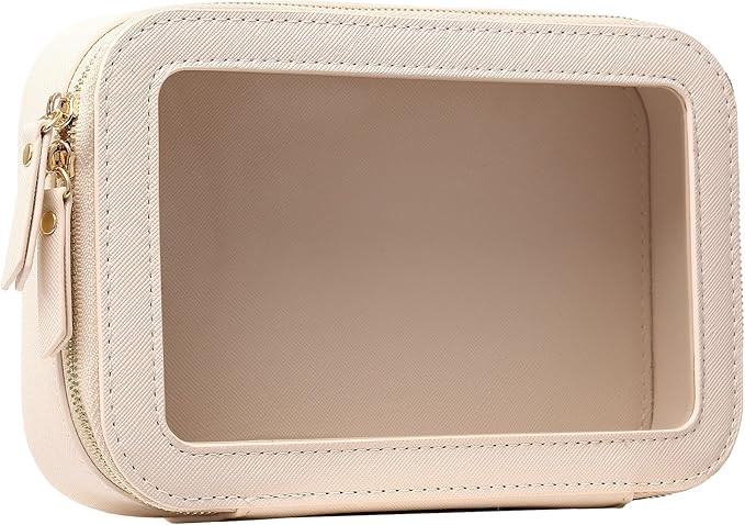 Clear Makeup Bag Small Cosmetic & Toiletry Bag Waterproof Travel Case Women's Pouch Organizer Mak... | Amazon (US)