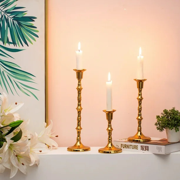 Sziqiqi Gold Candle Holders Tall Candlesticks for Taper Candles Set of 6 | Walmart (US)