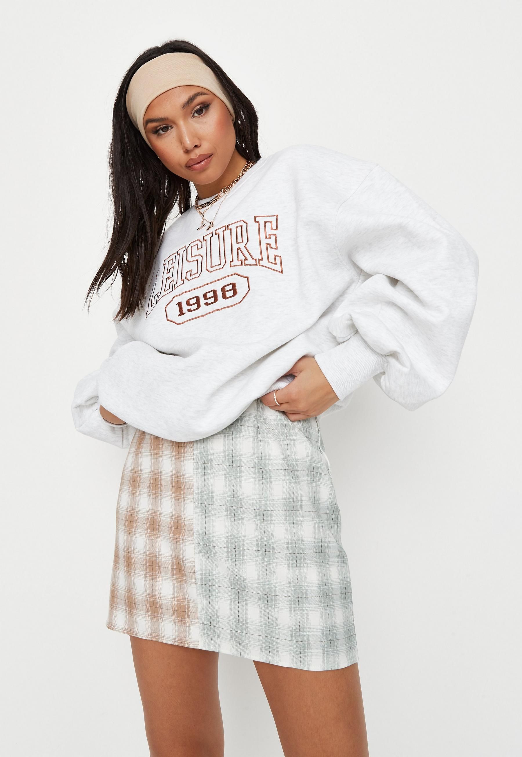 Hannah Renée x Missguided Gray Marl Leisure Embroidered Oversized Sweatshirt | Missguided (US & CA)