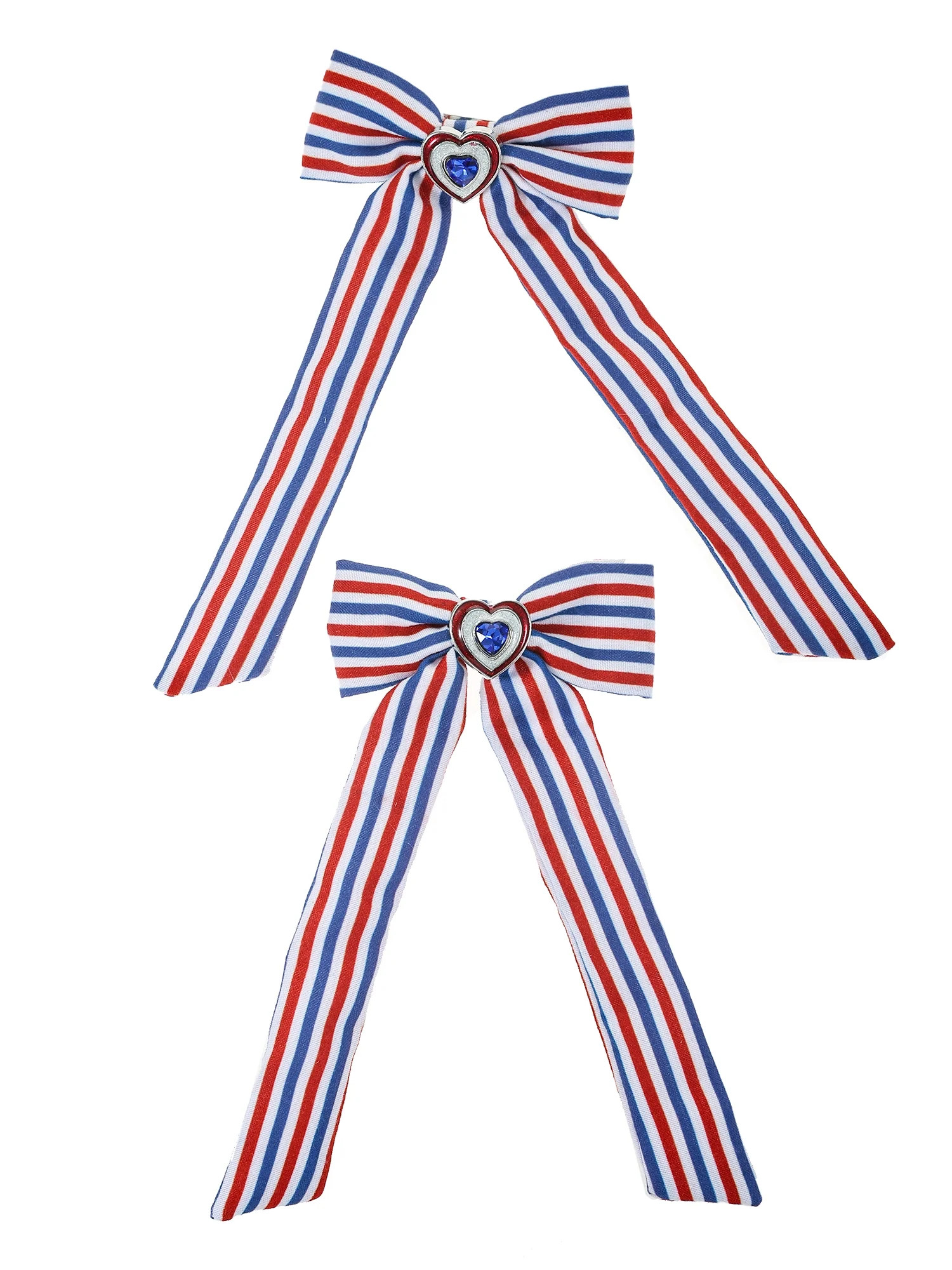 Way to Celebrate Americana Striped Fabric Hair Bow Clips, 2 Pieces | Walmart (US)