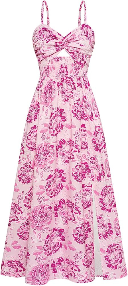 GRACE KARIN 2025 Women's Summer Spaghetti Strap Maxi Dress Smocked Floral Dress Sleeveless Boho B... | Amazon (US)