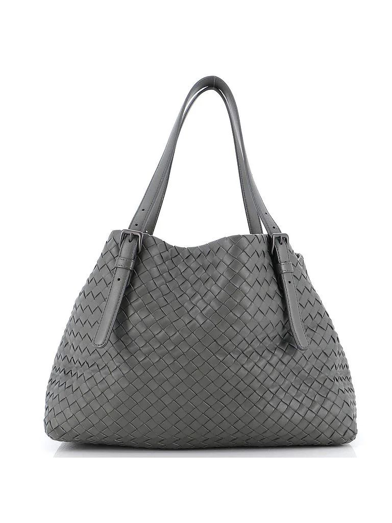 Bottega Veneta Leather Tote Bag: Gray Bags | ThredUp