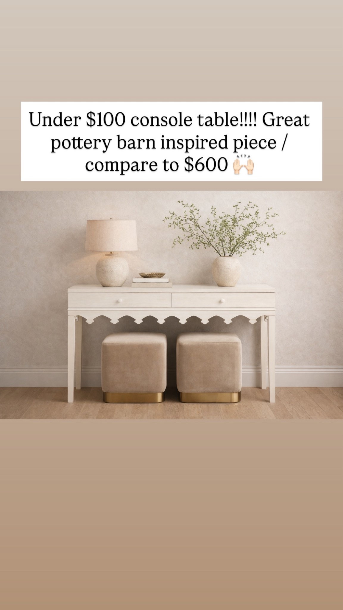 Under $100 console table!!!! Great pottery barn inspired piece / compare to $600 🙌🏻

#LTKHome #LTKFindsUnder100 #LTKSaleAlert