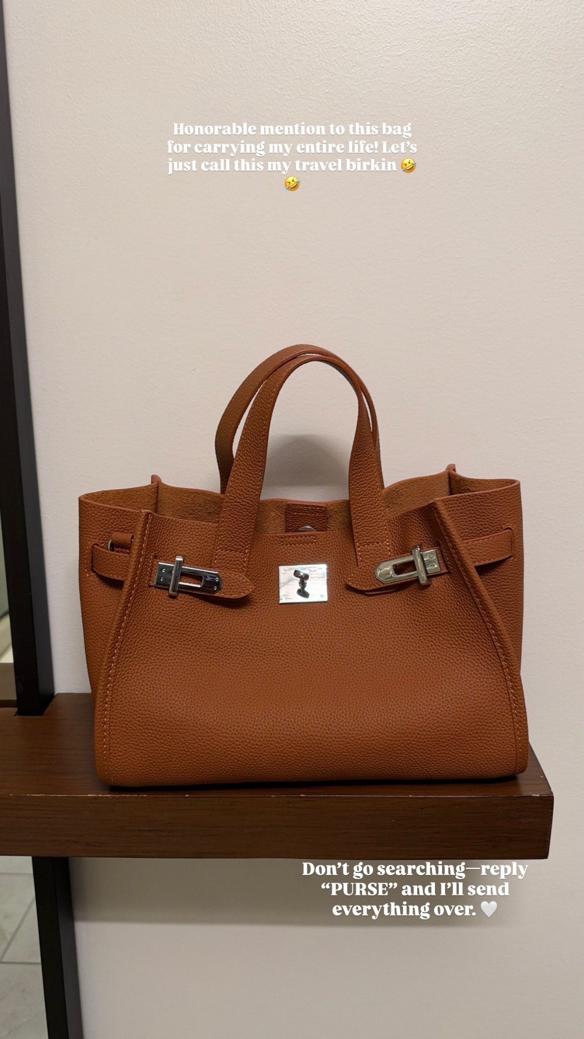 Honorable mention to this bag for carrying my entire life! Let’s just call this my travel birkin 🤣🤣 Don’t go searching—reply “PURSE” and I’ll send everything over. 🤍