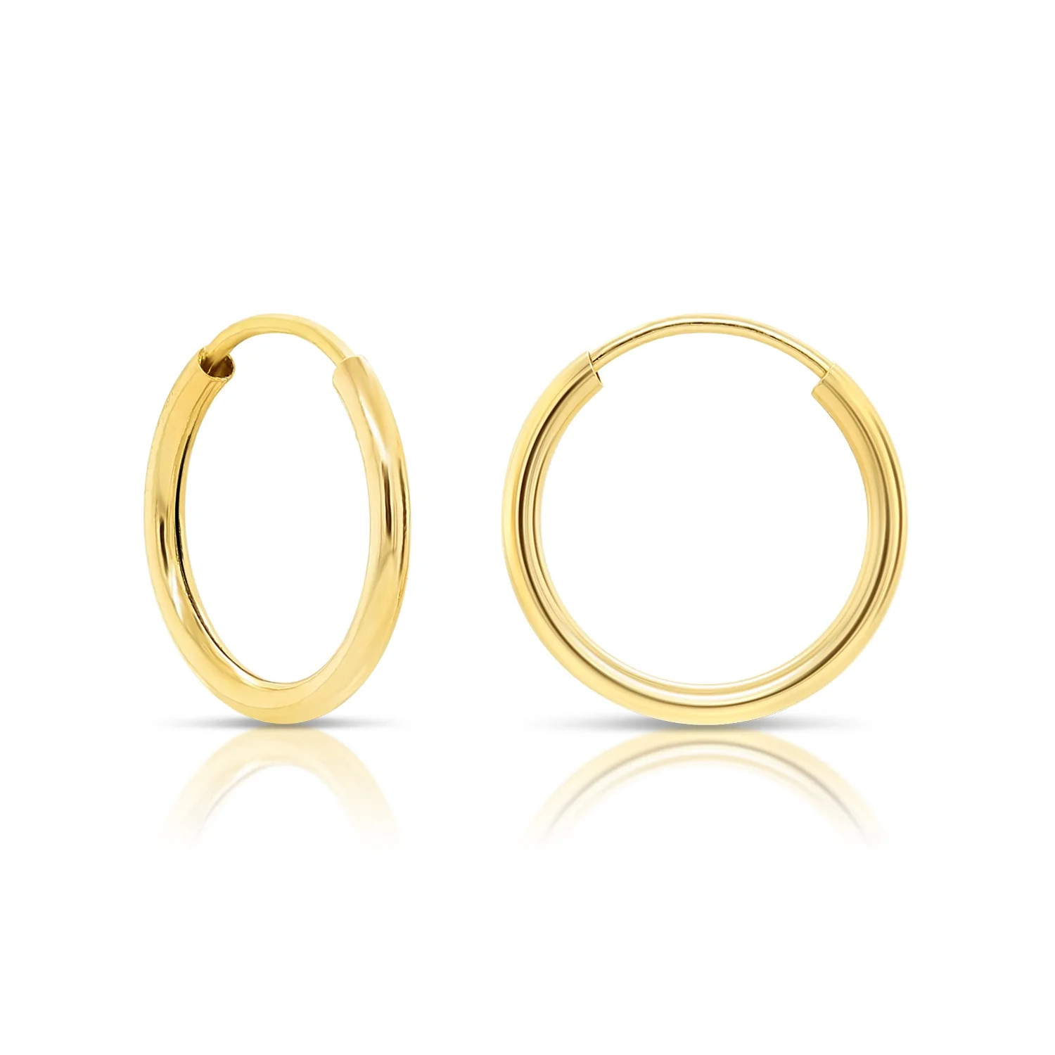 Tilo Jewelry 14k Yellow Gold Endless Hoop Earrings, 1mm Tube (10mm) Women, Girls, Men, Unisex | Walmart (US)