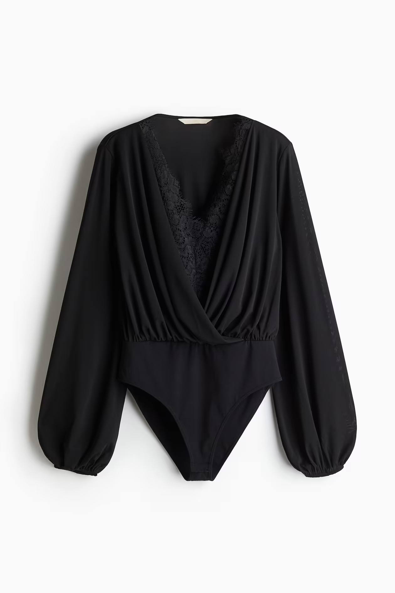 Body drapeado con ribete de encaje - Negro - MUJER | H&M ES | H&M (FR, IT, ES, PT, BE)