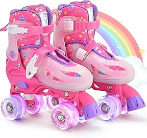 SULIFEEL Roller Skates for Girls Boys Kids Ages 3-10 with Light Up Wheels, Adjustable 4 Sizes for... | Amazon (US)