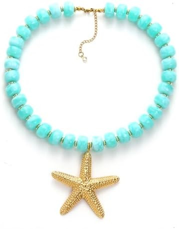 Chunky Beaded Starfish Shell Necklace for Women Colorful Boho Summer Chain Choker Beach Necklace ... | Amazon (US)