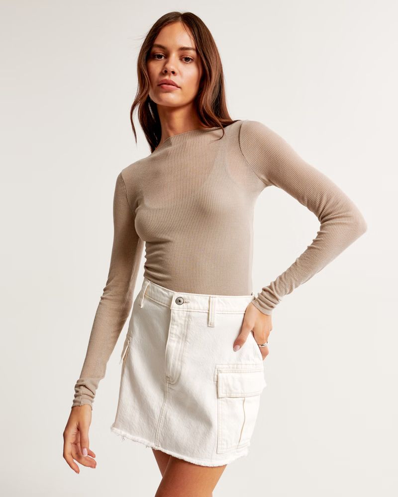 Denim Cargo Pocket Mini Skirt | Abercrombie & Fitch (US)