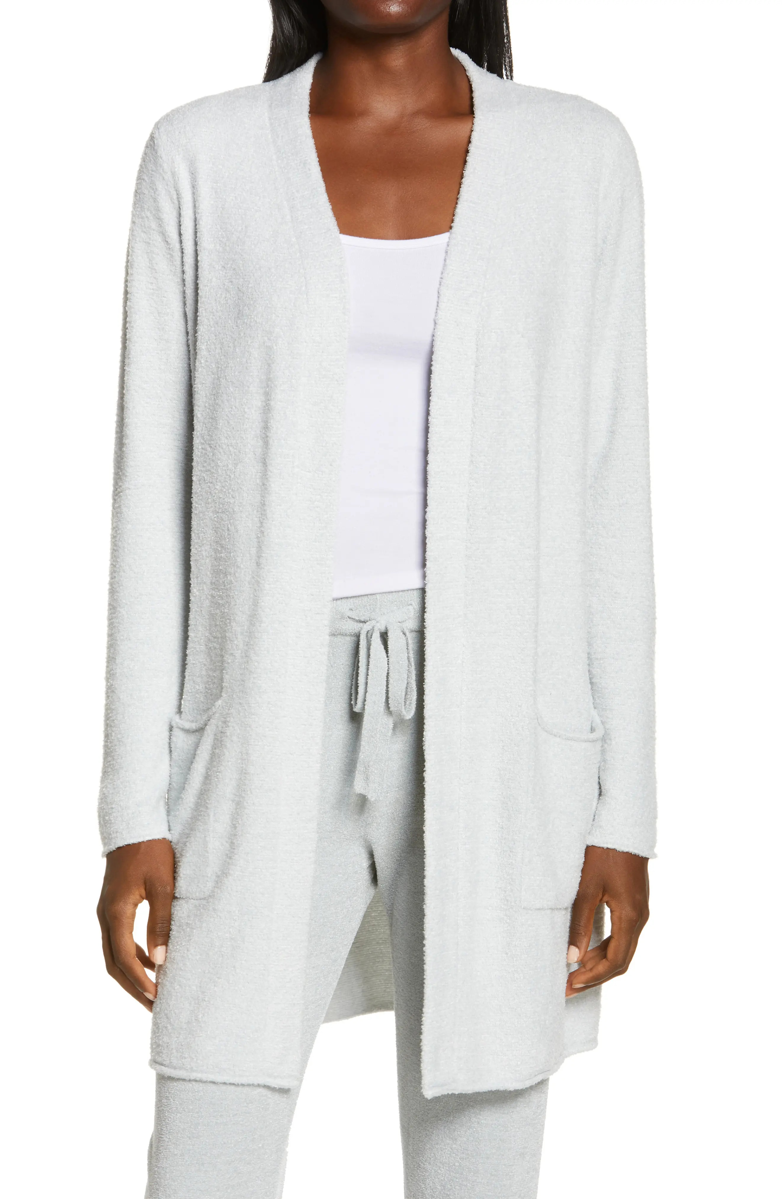 Barefoot Dreams(R) CozyChic Lite(R) Long Cardigan, Size Medium in Heather Sterling Blue-Pearl at Nor | Nordstrom