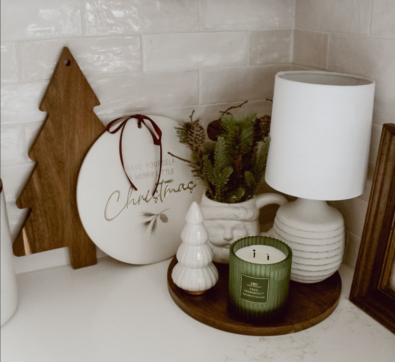 Kitchen corner Christmas style! This Have yourself a Merry little Christmas sign and this ceramic Christmas tree is so cute!!! Both under $9! #targetfinds #christmasdecor 

#LTKHoliday #LTKHome #LTKFindsUnder50