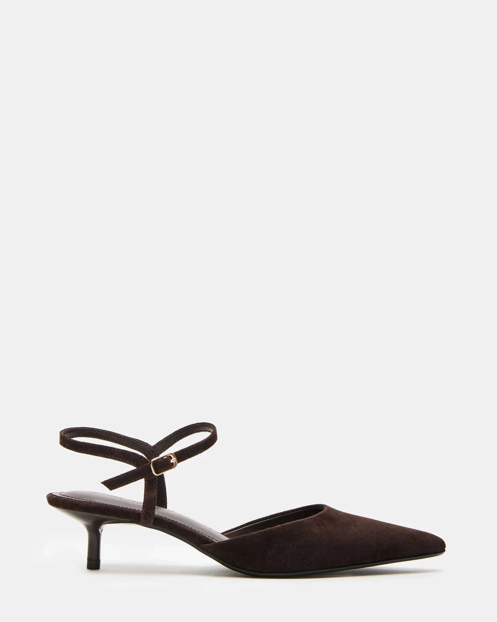 ADELAIDE Brown Suede Pointed-Toe Kitten Heel | Women's Designer Heels | Steve Madden (Canada)