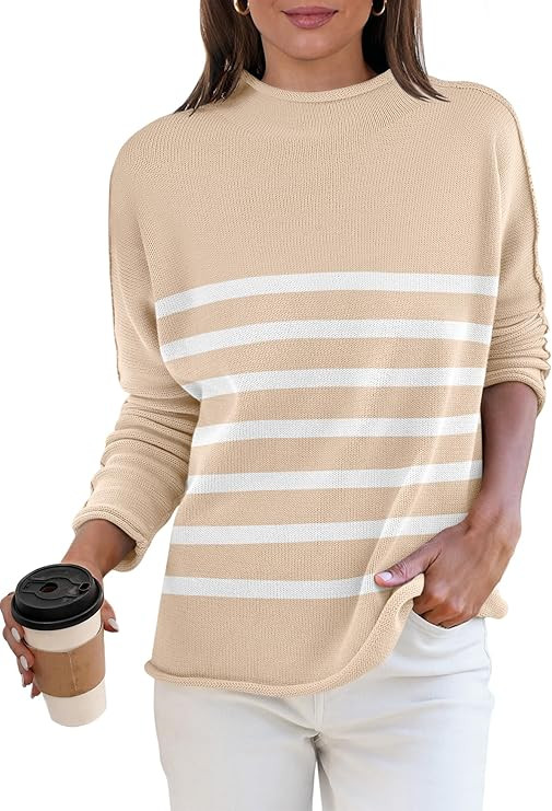 ANRABESS Women Casual Long Sleeve Mock Funnel Neck Knit Pullover Sweater Top 2024 Fall Fashion Ou... | Amazon (US)