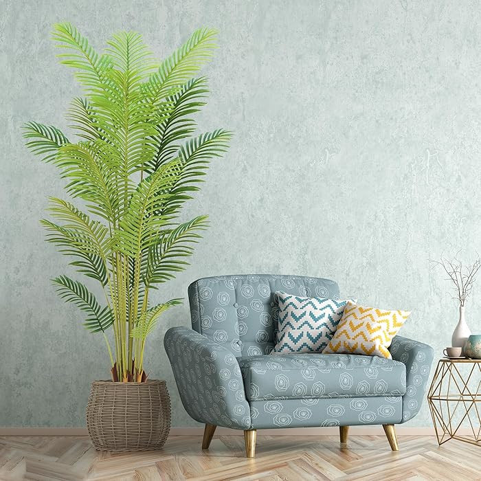 Artificial Palm Tree 7ft with White Pot,Realistic Leaves and Adjustable Branches and 18 Trunks, F... | Amazon (US)