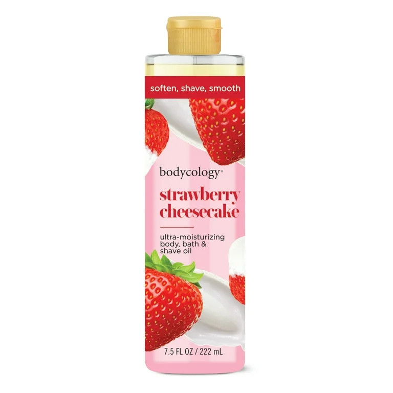 Bodycology Ultra-Moisturizing Body, Bath & Shave Oil, Strawberry Cheesecake, 7.5 fl oz | Walmart (US)