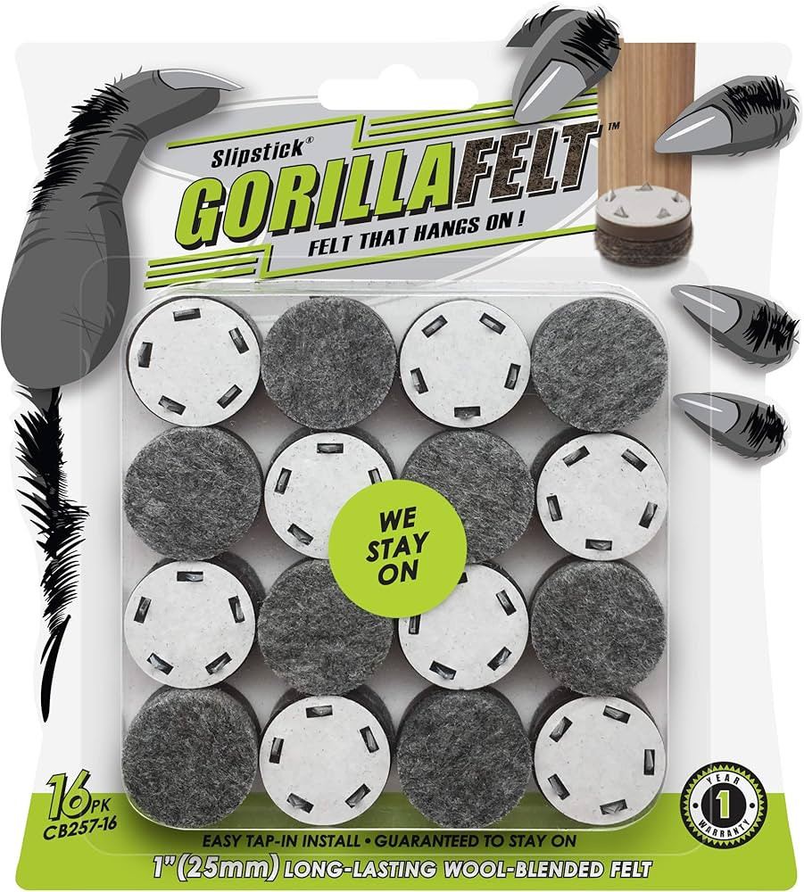 GorillaFelt Chair Leg Floor Protectors/Felt Glides (Set of 16) Tap-On Felt Furniture Pads Guaranteed | Amazon (US)
