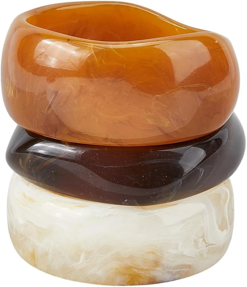 DICOSMETIC 3 Pieces Colourful Resin Bangles 2.2 3.76 cm Thick Bangles Vintage Irregular Width Wri... | Amazon (DE)