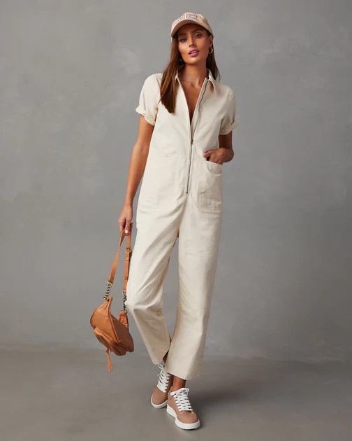 Phillips Denim Jumpsuit - Cream | VICI