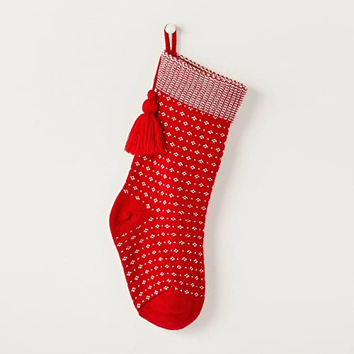 Hearth & Hand with Magnolia Christmas Stocking Collection (Sweater Fleck Jacquard Knit, Red/Cream) | Amazon (US)