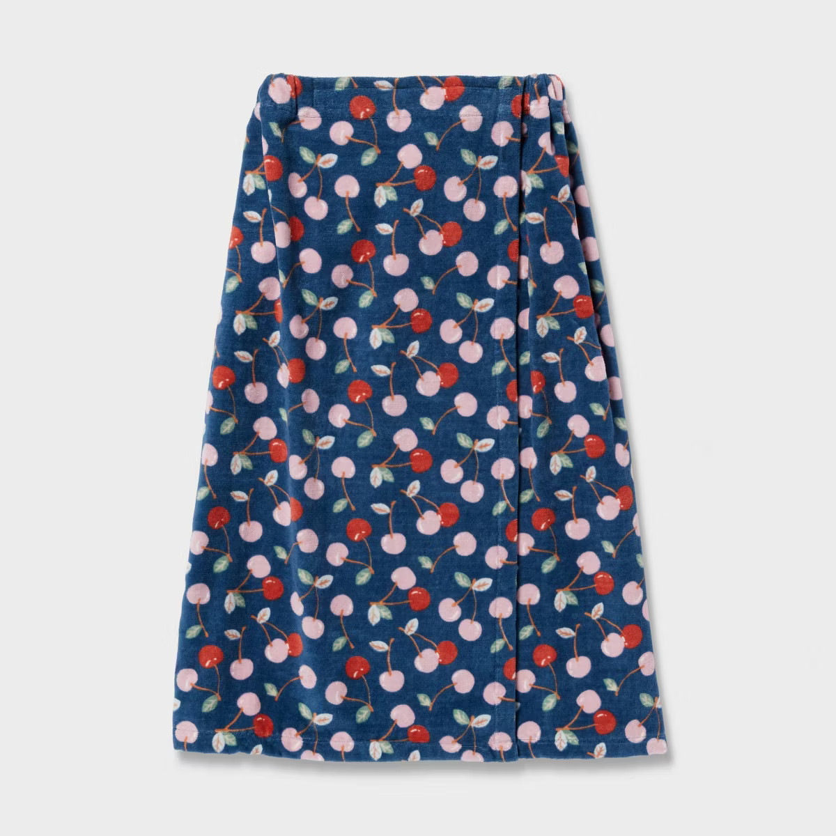 Bath Body Wrap Cherries Navy - Room Essentials™: Cotton Velour Shower Wrap, Hook & Loop Closure... | Target
