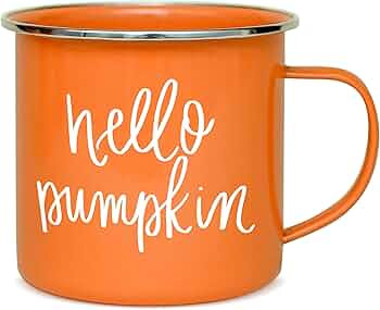 Sweet Water Decor Hello Pumpkin Coffee Mug | 18oz Galvanized Steel Campfire Style Coffee Cup | Fa... | Amazon (US)