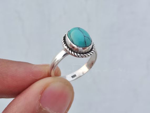 Turquoise ring, ,92.5% sterling silver ring, silver ring,solid sterling silver ring,natural turqu... | Etsy (US)