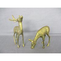 Couple Pair Brass Deer Fawn Doe Buck Hollywood Regency Vintage Lovely | Etsy (US)