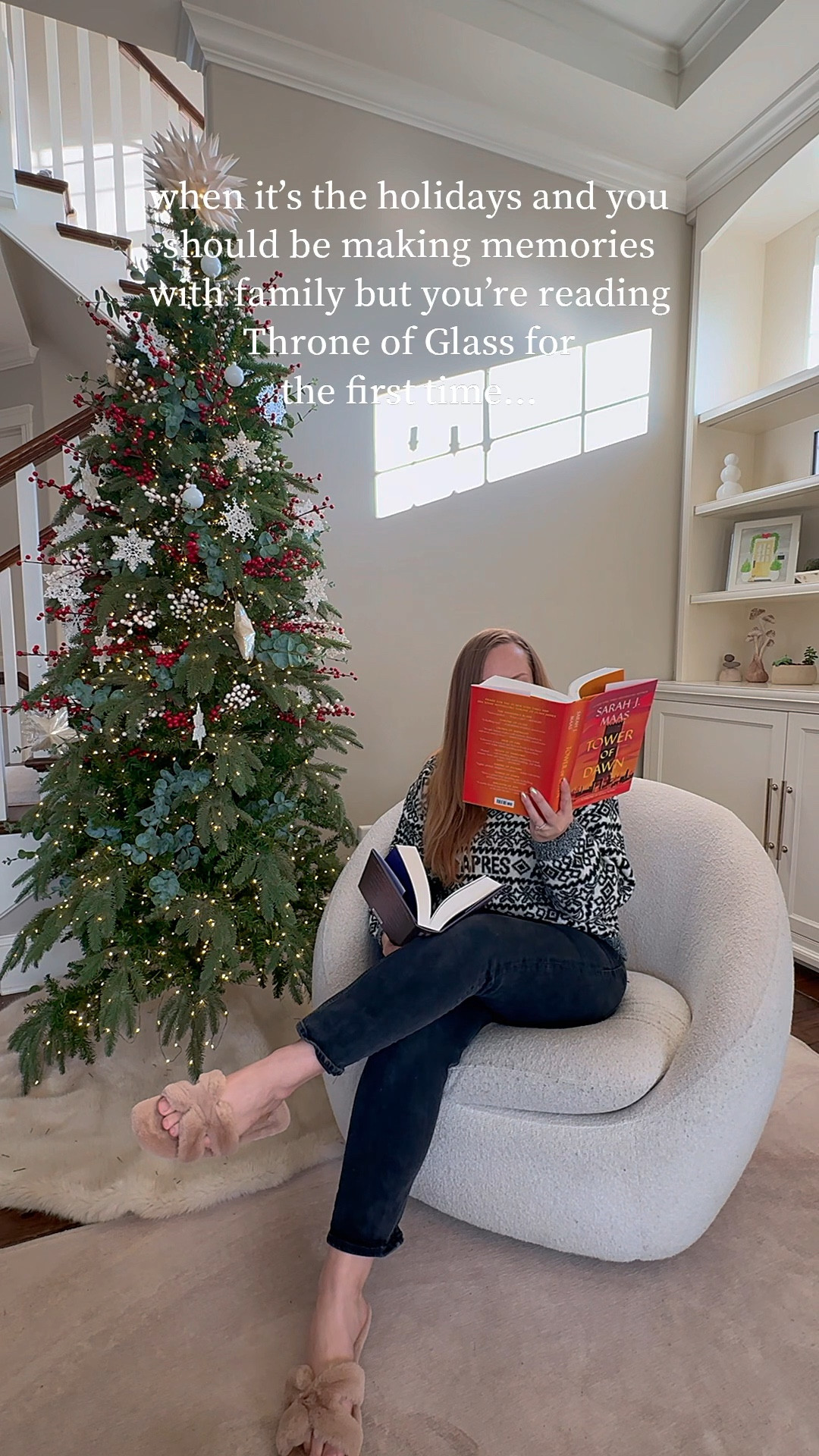 Especially if you’re in the middle of the Empire of Storms/ Tower of Dawn tandem read! Don’t expect to hear much from me til I’m through with Kingdom of Ash. Hopefully in time to make some Christmas memories with the kids 😉

Sarah J Maas you really know how to write addictive stories ❤️

Books, reading, cozy style, sweater, Target style, holidays

#LTKHoliday #LTKWatchNow #LTKSeasonal