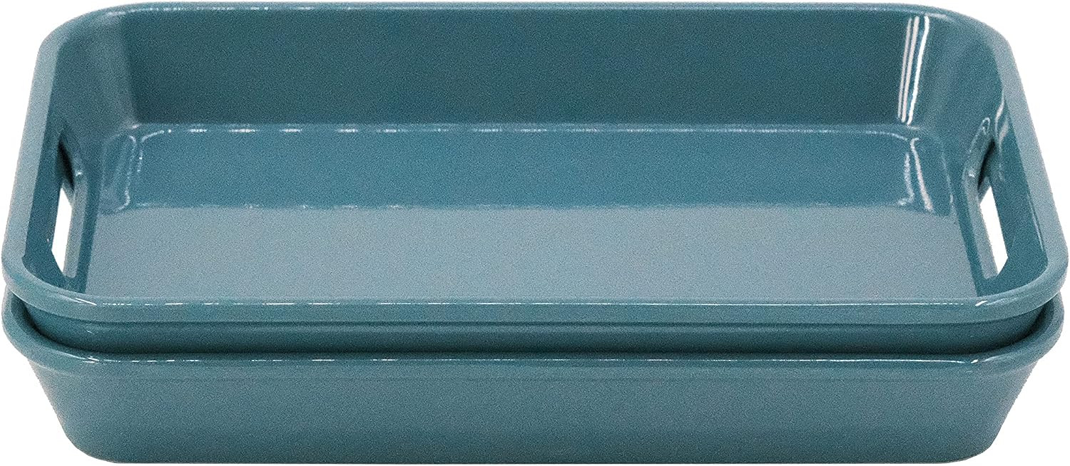 Melamine Trays with Cutout Handles – Set of 2 (8.5" x 6"), Multiple Color Option (Green) | Amazon (US)