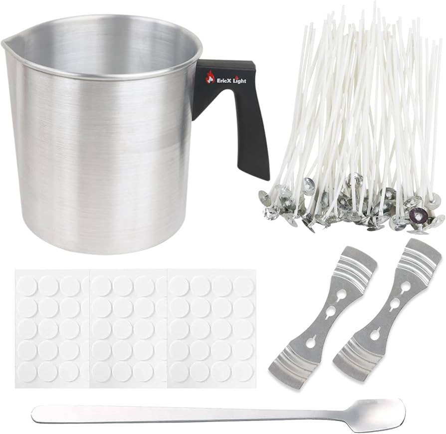 EricX Light Candle Making Kit, 60pcs Candle Wicks, 60pcs Candle Wicks Sticker, 1pc Candle Wax Pou... | Amazon (US)