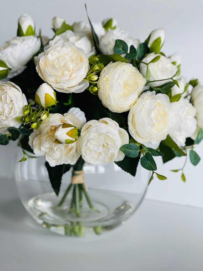 X-Large White Rose Peony Arrangement Artificial Faux | Etsy | Etsy (US)