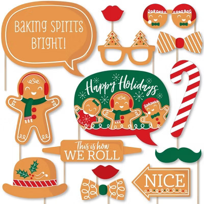 Big Dot of Happiness Gingerbread Christmas - Gingerbread Man Holiday Party Photo Booth Props Kit ... | Target