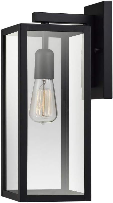 Globe Electric 44176 Bowery 1-Light Outdoor Indoor Wall Sconce, Matte Black, Clear Glass Shade 16... | Amazon (US)
