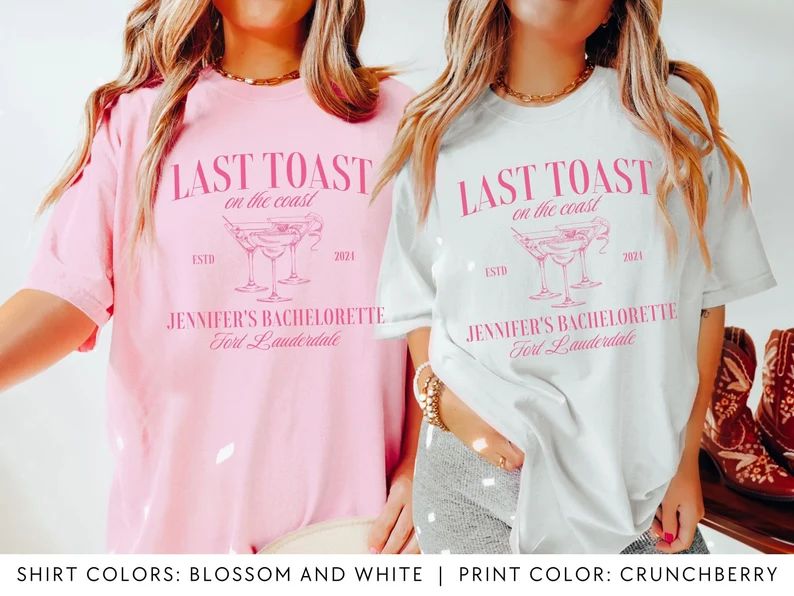 Beach Bachelorette Party Shirts, Palm Beach Florida Bachelorette Shirts, Last Toast on the Coast,... | Etsy (US)