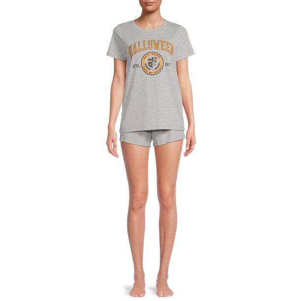 Grayson Social Women's and Women's Plus Sleep Halloween Short Sleeve Tee and Pajama Short Set, 2p... | Walmart (US)