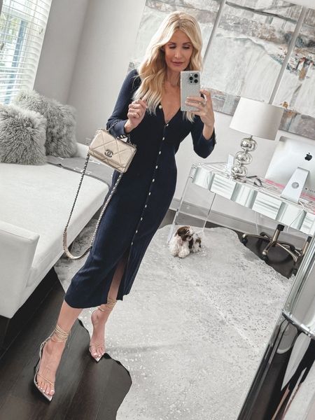 This gorgeous navy blue spring dress makes the perfect Spring outfit especially styled with my new favorite heels😍! I’m wearing an XS.

#LTKover40 #LTKSeasonal #LTKstyletip