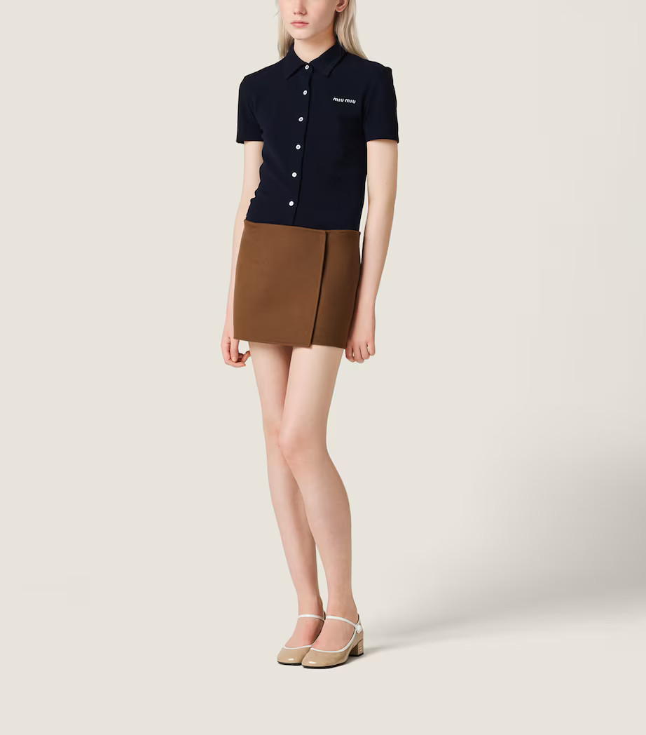 Brown Wool-Cashmere Wrap Mini Skirt | Harrods
