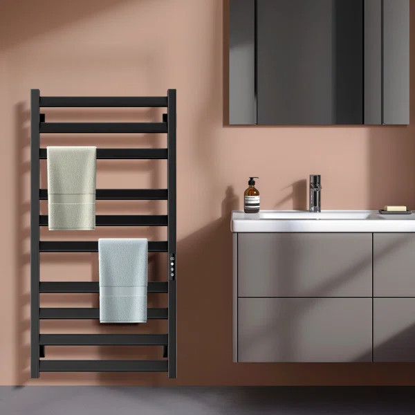 AY1007 Electric Towel Warmer 10 Bars Heated Towel Rack Wall Mounted Towel Rail | Wayfair North America
