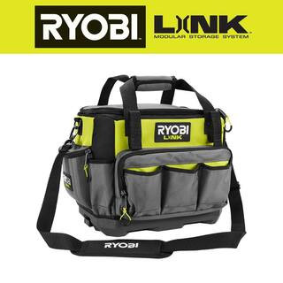 RYOBI LINK 17 in. Tool Bag with Tool Organizer Including Tape Measure Clip and Synching Level Str... | The Home Depot