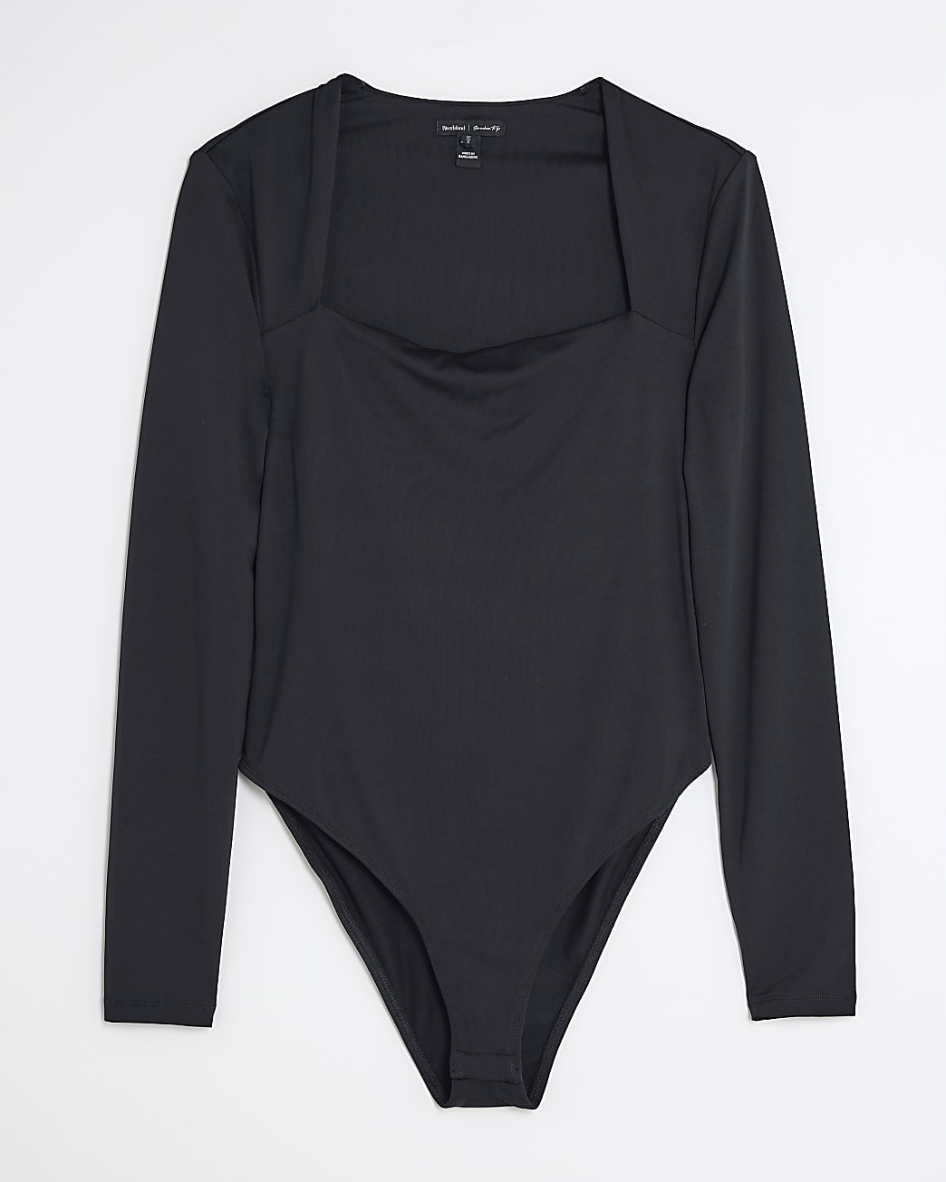 Black Long Sleeve Square Neck Bodysuit | River Island UK & IE