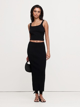 Crinkle-Knit Long Midi Skirt | Banana Republic (US)