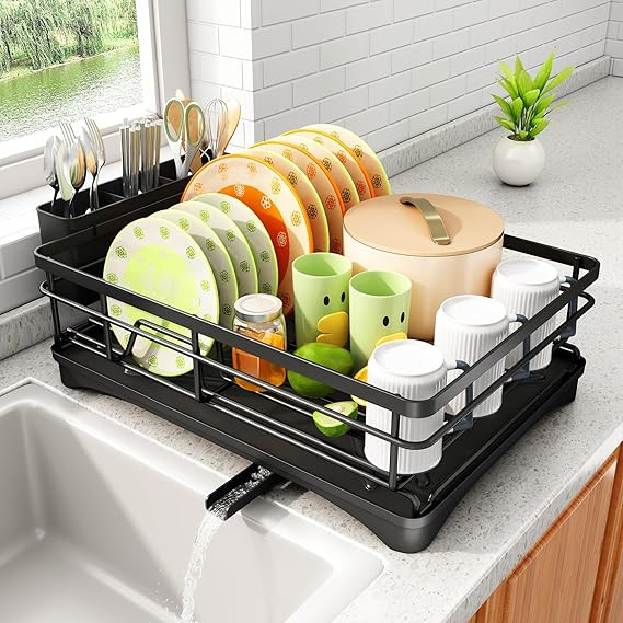 Dish Drying Rack - Stainless Steel Dish Rack for Kitchen Counter, Large-Capacity Dish Drainer wit... | Amazon (US)