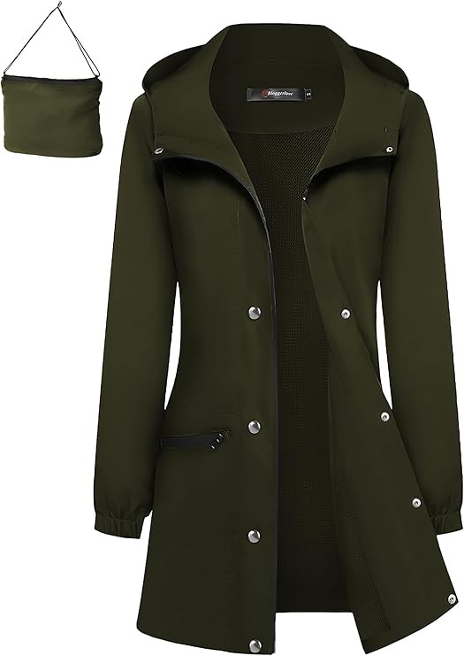 Bloggerlove Women Rain Jacket Waterproof Raincoat with Hood Lightweight Outdoor Windbreaker | Amazon (US)