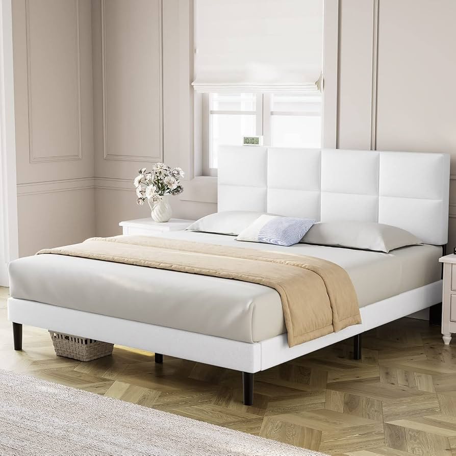 Molblly Queen Bed Frame Upholstered Platform with Headboard, Strong Frame and Wooden Slats Suppor... | Amazon (US)