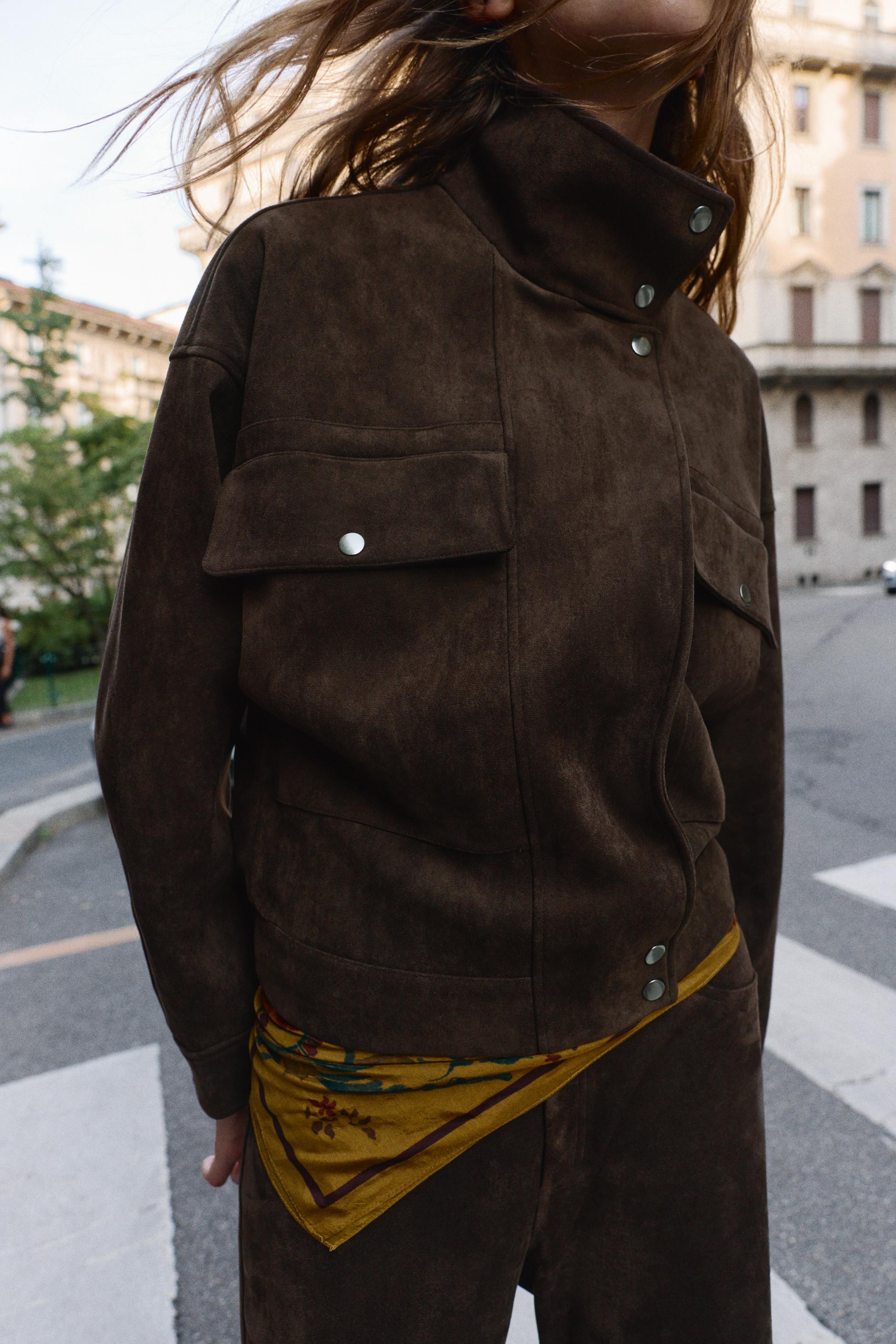 OVERSIZE FAUX SUEDE BOMBER JACKET | Zara UK