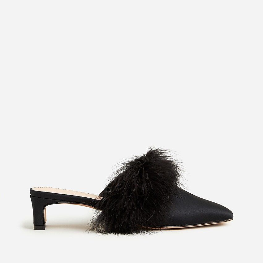 Layla mule heels with faux feathers | J.Crew US