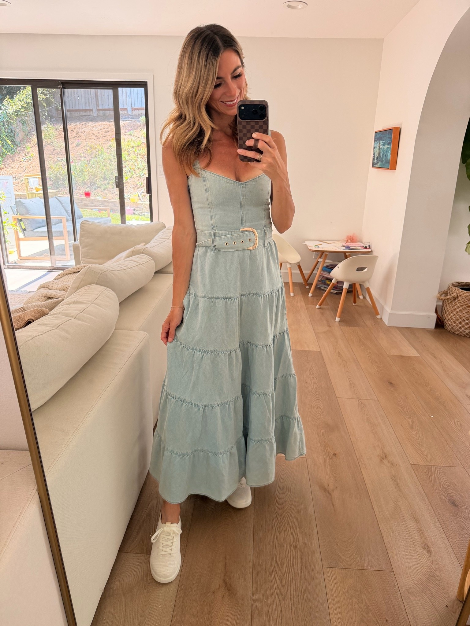 This was my fav go to dress last summer. Still going strong. Show me your mumu denim dress. Wearing XS. It’s currently in preorder on revolve. My shoes are some new favs from reef. A lightweight mesh white tennis shoe. They travel so well. 

A great summer outfit from errands to travel. Summer dress. Denim dress.

#LTKootd #LTKTravel #LTKOver40