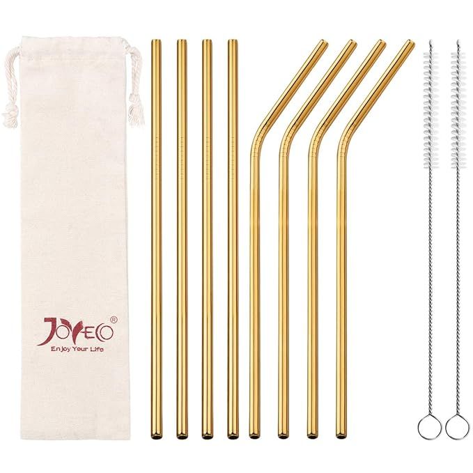 JOYECO Stainless Steel Drinking Straws, Gold Reusable Drink Straw for 20oz Tumblers Rumblers Cold... | Amazon (US)