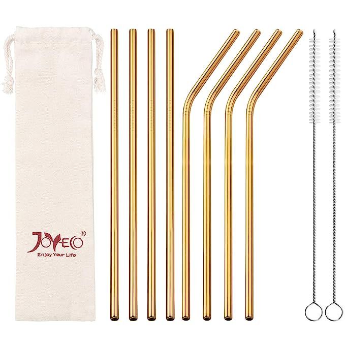 JOYECO Stainless Steel Drinking Straws, Gold Reusable Drink Straw for 20oz Tumblers Rumblers Cold... | Amazon (US)